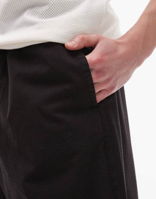 Topman relaxed ripstop trouser in black, 4 of 5