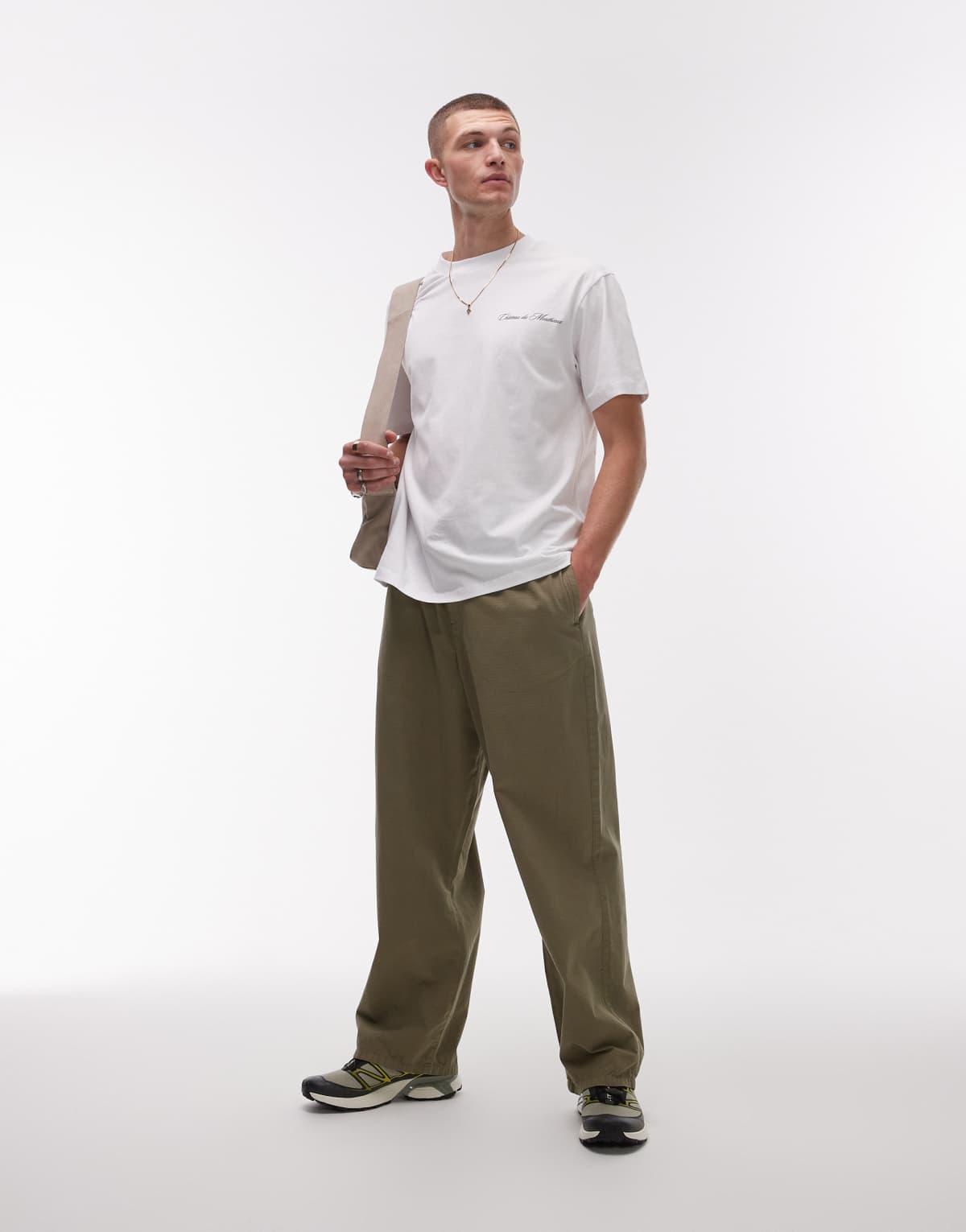 Topman relaxed ripstop trouser in khaki