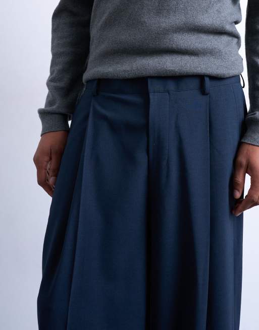 Topman relaxed smart trousers in navy, 3 of 5