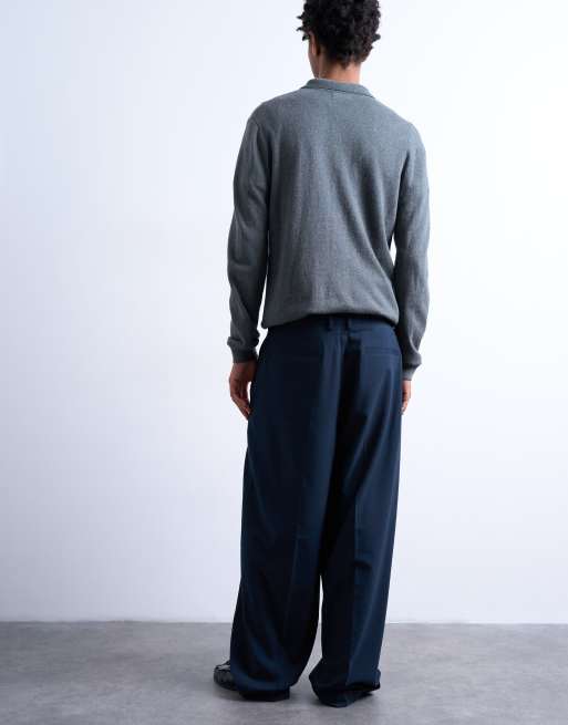 Topman relaxed smart trousers in navy, 5 of 5