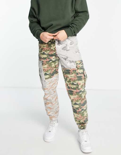 Topman relaxed spliced camo trackie pants (part of a set)
