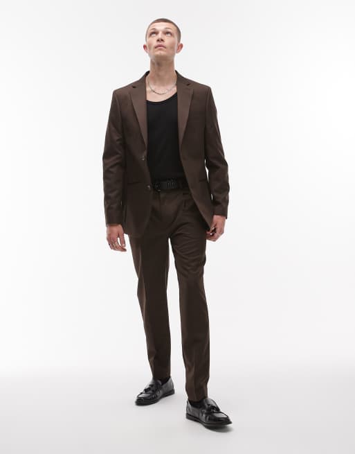 Topman relaxed suit in brown
