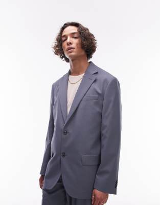relaxed suit jacket in blue