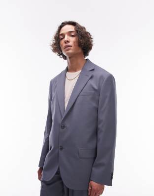 Topman relaxed suit jacket in blue