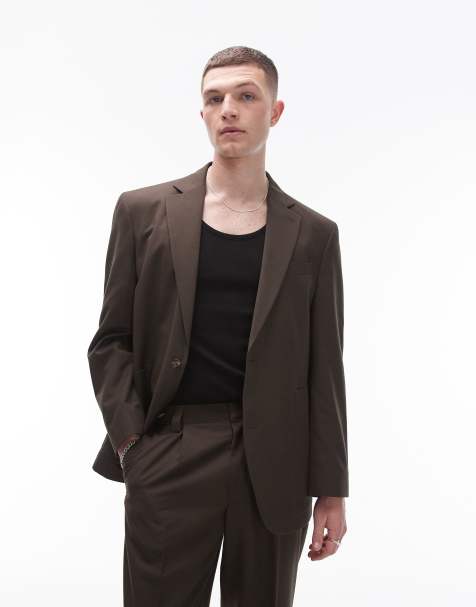 Topman relaxed suit jacket in brown - view 1