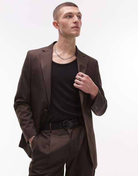 Topman relaxed suit jacket in brown - view 1