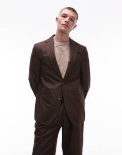 Relaxed suit jacket in brown