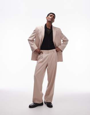 Topman Relaxed Suit Pants In Dusty Pink ModeSens