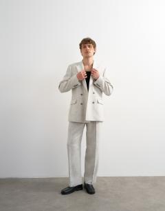 Relaxed textured boucle blazer in cream