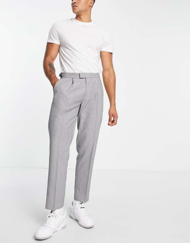 Topman relaxed textured pants in salt and pepper