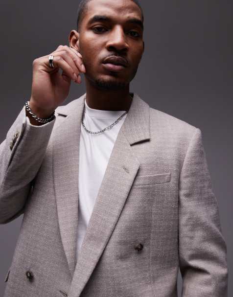 Topman relaxed textured suit jacket in stone - view 1