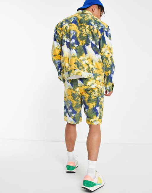 Topman relaxed tie dye cord cargo shorts part of a set