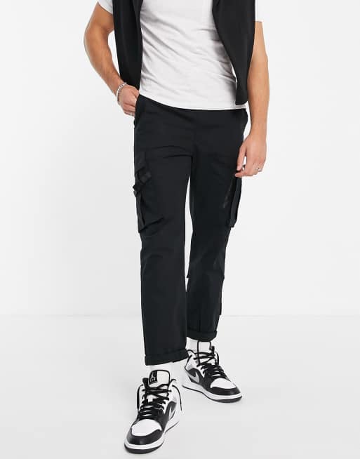 Topman relaxed track pant cargo in black