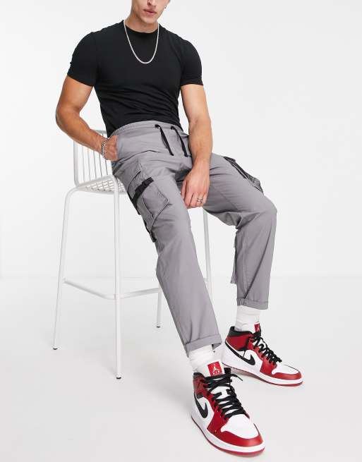 Topman relaxed track pant cargo in grey