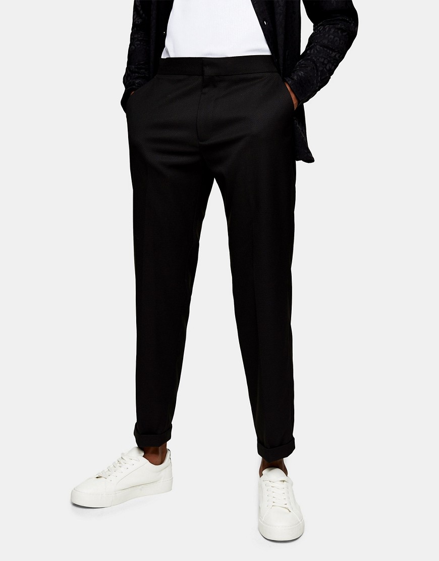 Topman relaxed twill pants in black