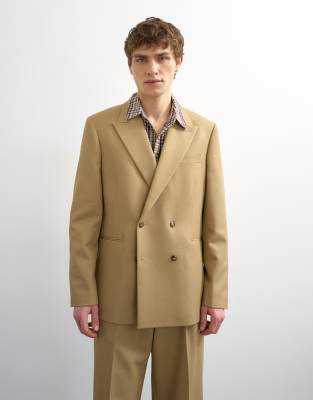 Topman Relaxed Twill Suit Jacket In Brown