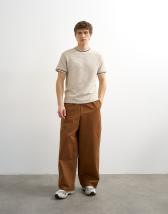 Topman relaxed twill trousers with side pockets in brown