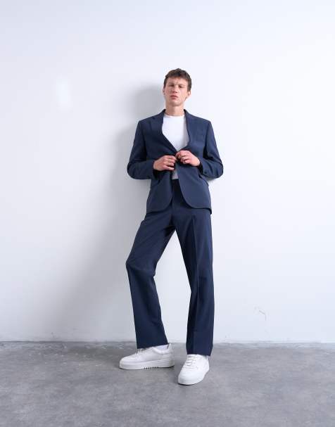 Topman relaxed wool touch suit in navy - view 1