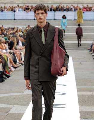 Topman Relaxed Wool Touch Suit Jacket In Green