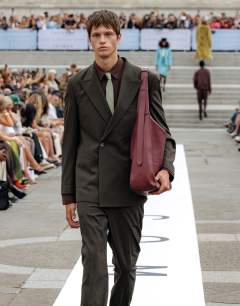 Relaxed wool touch suit jacket in green