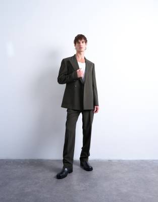 Topman Relaxed Wool Touch Suit Jacket In Green