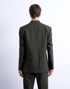 Model wearing Relaxed wool touch suit jacket in green