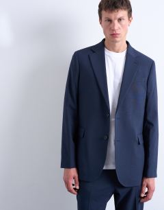 Model wearing Relaxed wool touch suit jacket in navy
