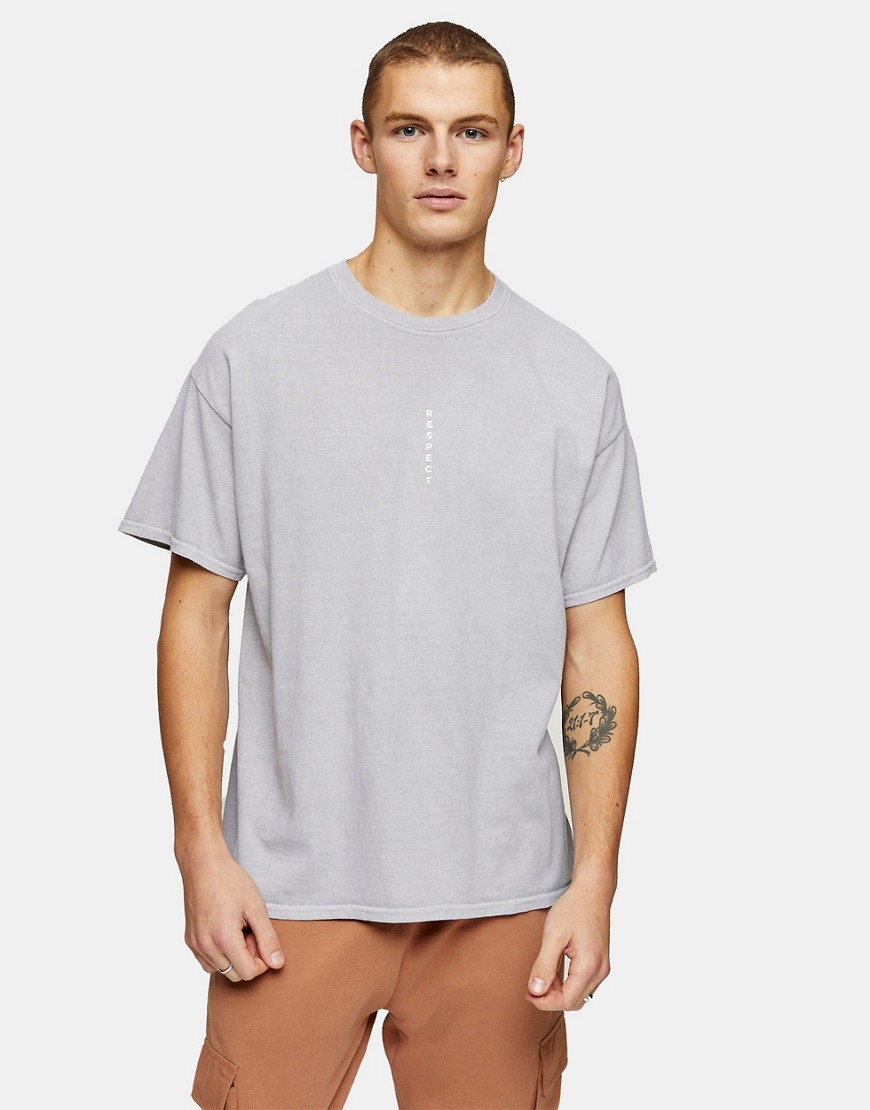 Topman respect print t-shirt in grey