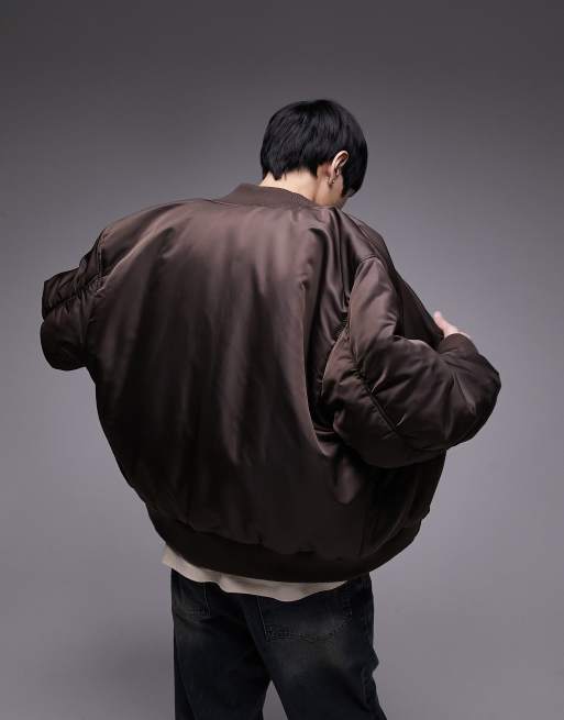 Topman reversible MA1 bomber jacket in brown