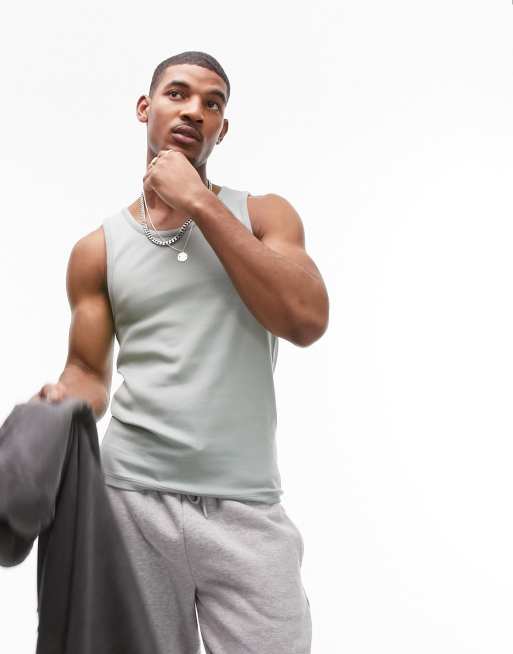 Topman rib singlet in sage