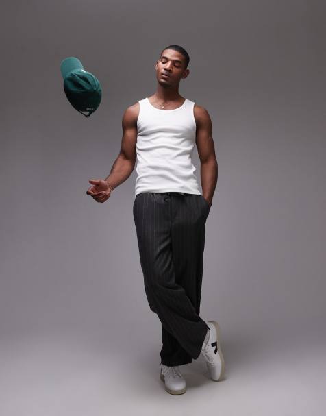 Topman rib singlet in white - view 1
