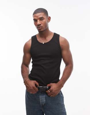 rib tank in black