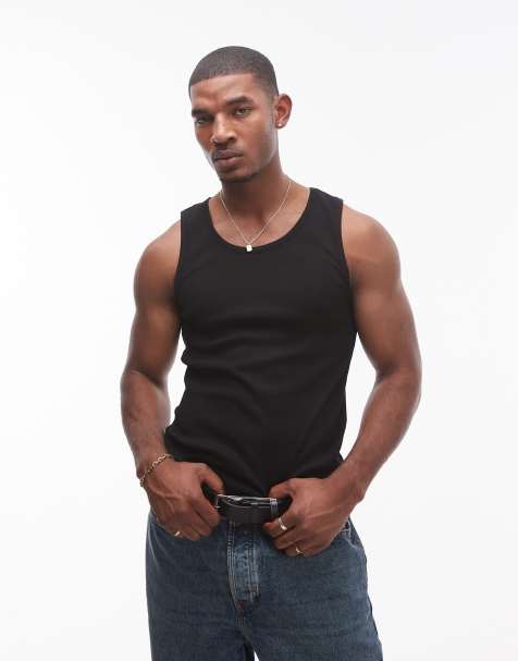 Topman rib tank in black - view 1