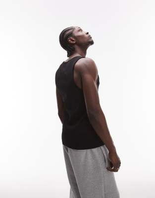 Shop Topman Rib Tank In Black