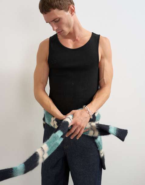 Topman rib vest in black - view 1
