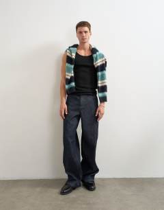 Model wearing Rib vest in black