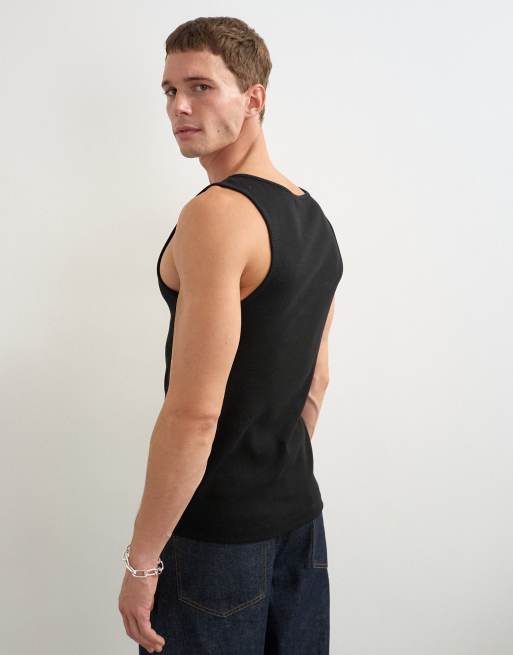 Topman rib vest in black, 5 of 5