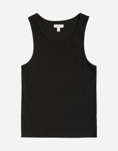 Model wearing Rib vest in black