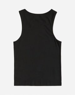 Model wearing Rib vest in black