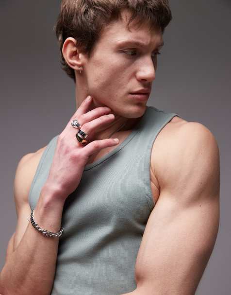 Topman rib vest in sage - view 1