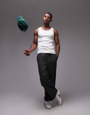 Topman rib vest in white - view 1
