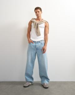 Model wearing Rib vest in white