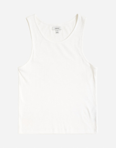 Model wearing Rib vest in white