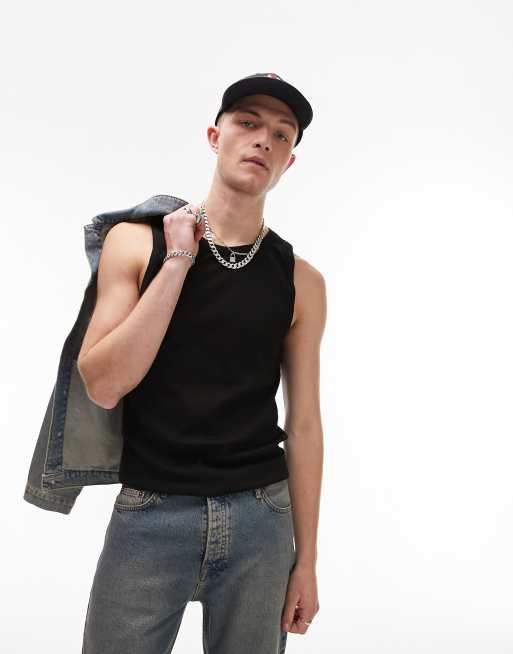Topman - Ribstrikket overdel i sort