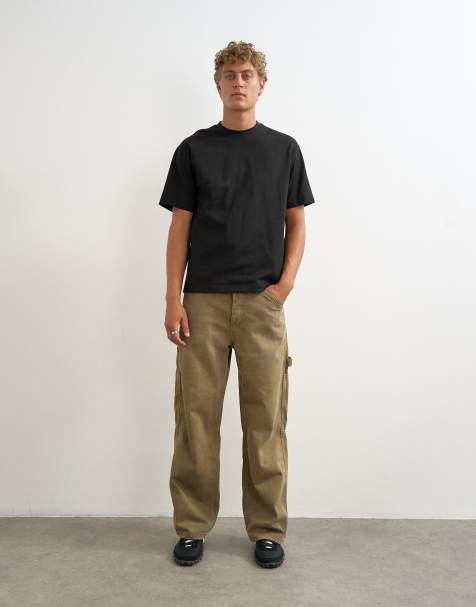 Topman rigid baggy fit carpenter jean in tan - view 1