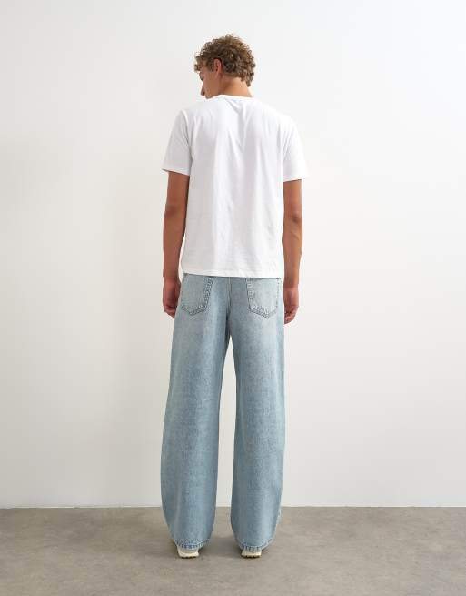 Topman rigid baggy fit distressed jean in light wash, 5 of 5