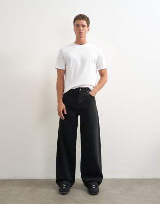 Topman Rigid Baggy Fit Jean In Black