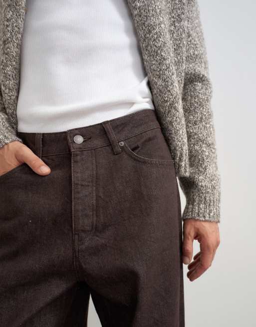 Topman rigid baggy fit jean in raw brown, 2 of 5