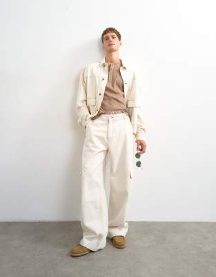 Topman Rigid Baggy Fit Jean With Side Pockets In White