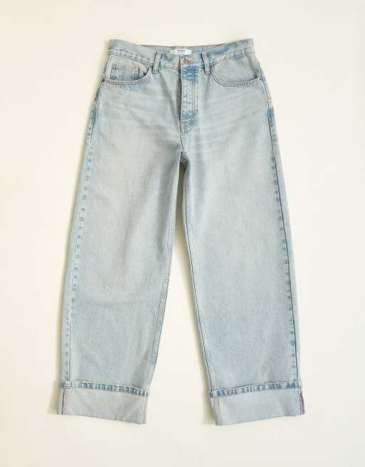 Topman rigid baggy fit jean with turn-up in light wash, 6 of 7